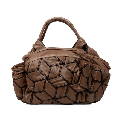 ロエベ アナグラム ナッパアイレ 編み込み トートバッグ ブラウン レザー レディース LOEWE 【中古】