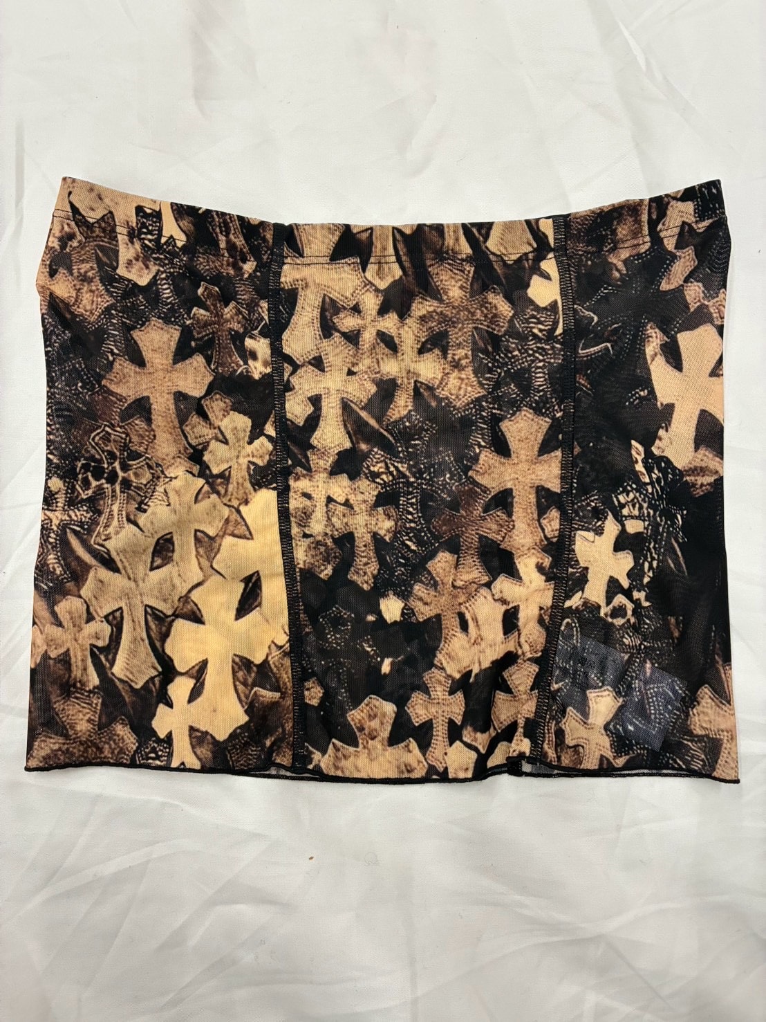 【Chrome Hearts】ウィメンズ シアーメッシュ チューブトップ ブラウン CHクロスメッシュ