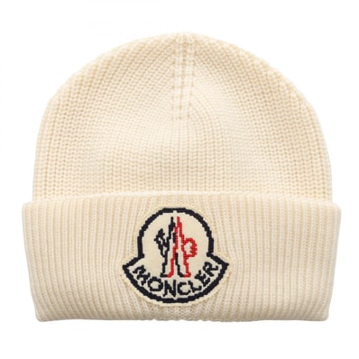モンクレール MONCLER ロゴワッペン ニットキャップ ニットキャップ 帽子 ウール レディース アイボリー系 J20913B00019034 【新品】
