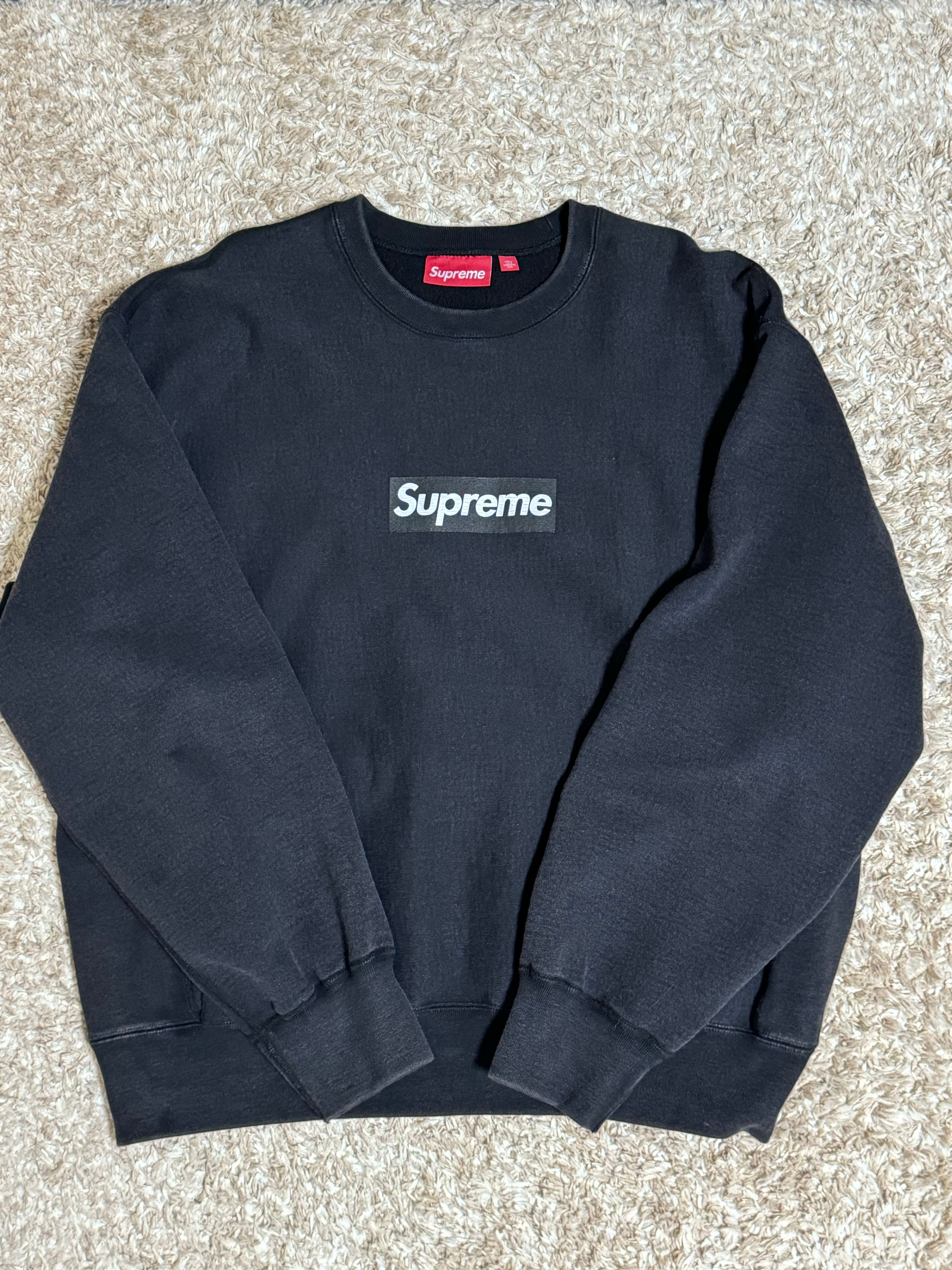 Supreme Washed Box Logo Crewneck "Black"