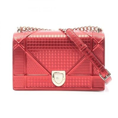 ディオール Dior DIORAMA ディオラマ ショルダーバッグ バッグ レザー レディース レッド系 【中古】