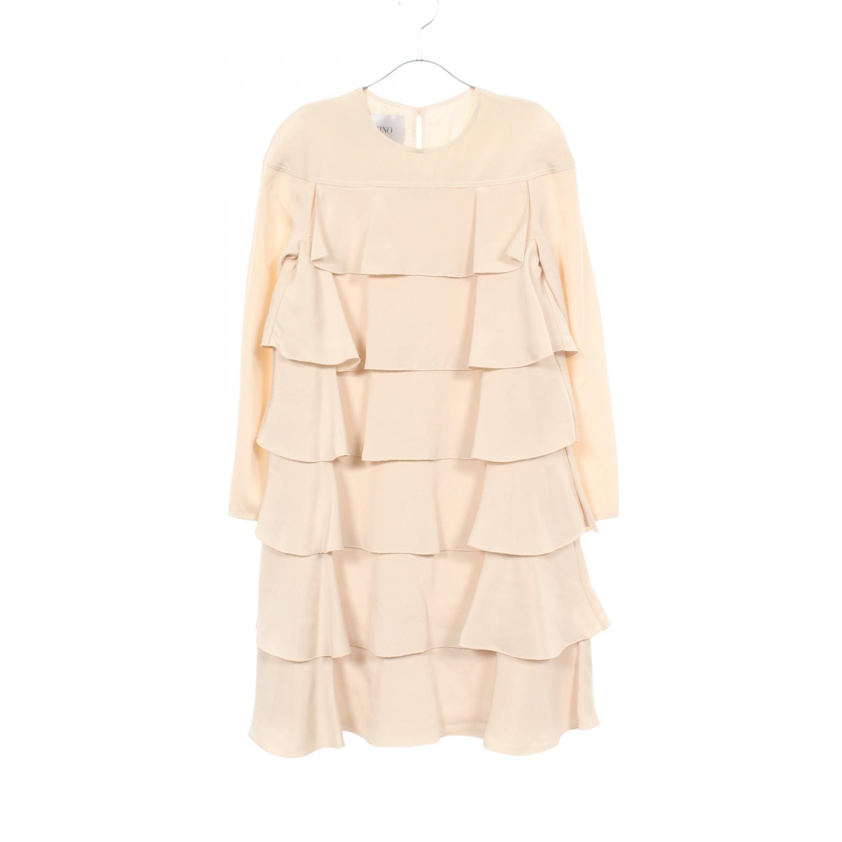ヴァレンチノ Valentino ティアード 長袖 ワンピース 衣料品 トップス シルク レディース アイボリー系 【中古】