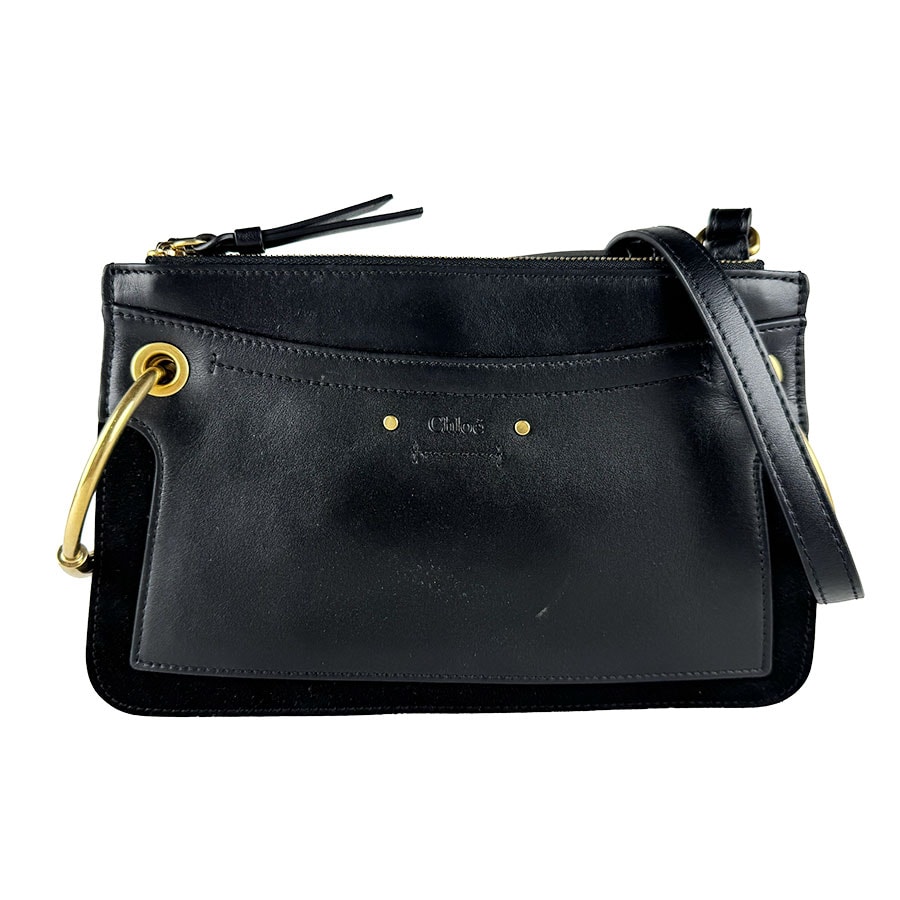 クロエ Chloe ショルダーバッグ ロイ レザー/スエード ブラック レディース【中古】 z10935