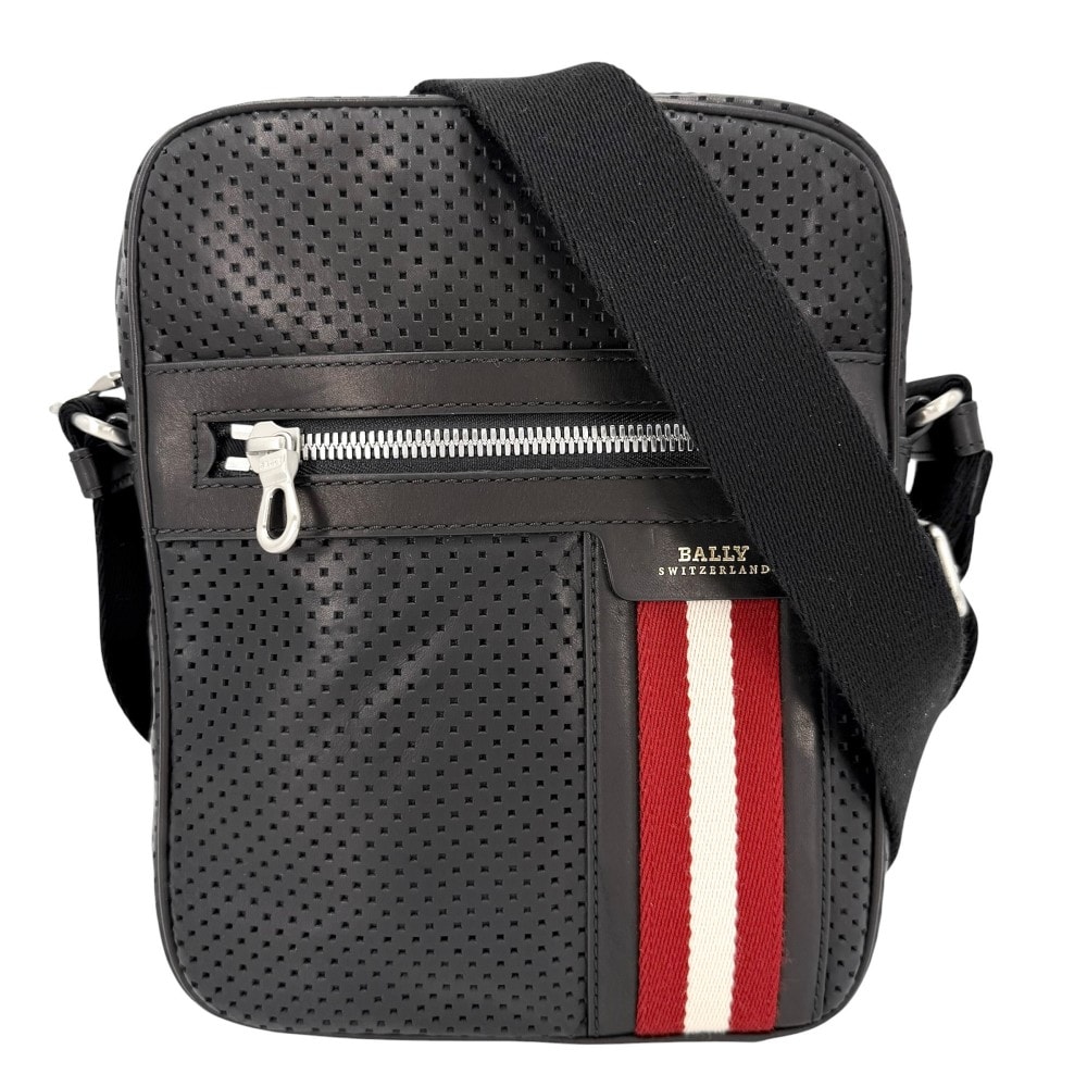 BALLY バリー ショルダーバッグ トレインスポッティング 肩掛け 斜め掛け レザー    ブラック 黒 シルバー金具 レディース【中古品】