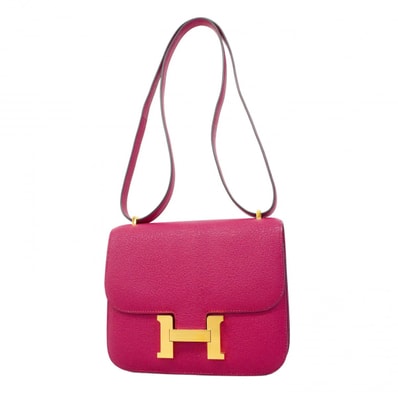 【6dd4054】エルメス ショルダーバッグ コンスタンス18 シェブルミゾル フランボアーズ ゴールド金具 Z刻印【中古】レディース