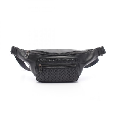 ボッテガヴェネタ BOTTEGA VENETA イントレチャート ウエストバッグ ボディバッグ バッグ レザー メンズ レディース ブラック系 222310 【中古】