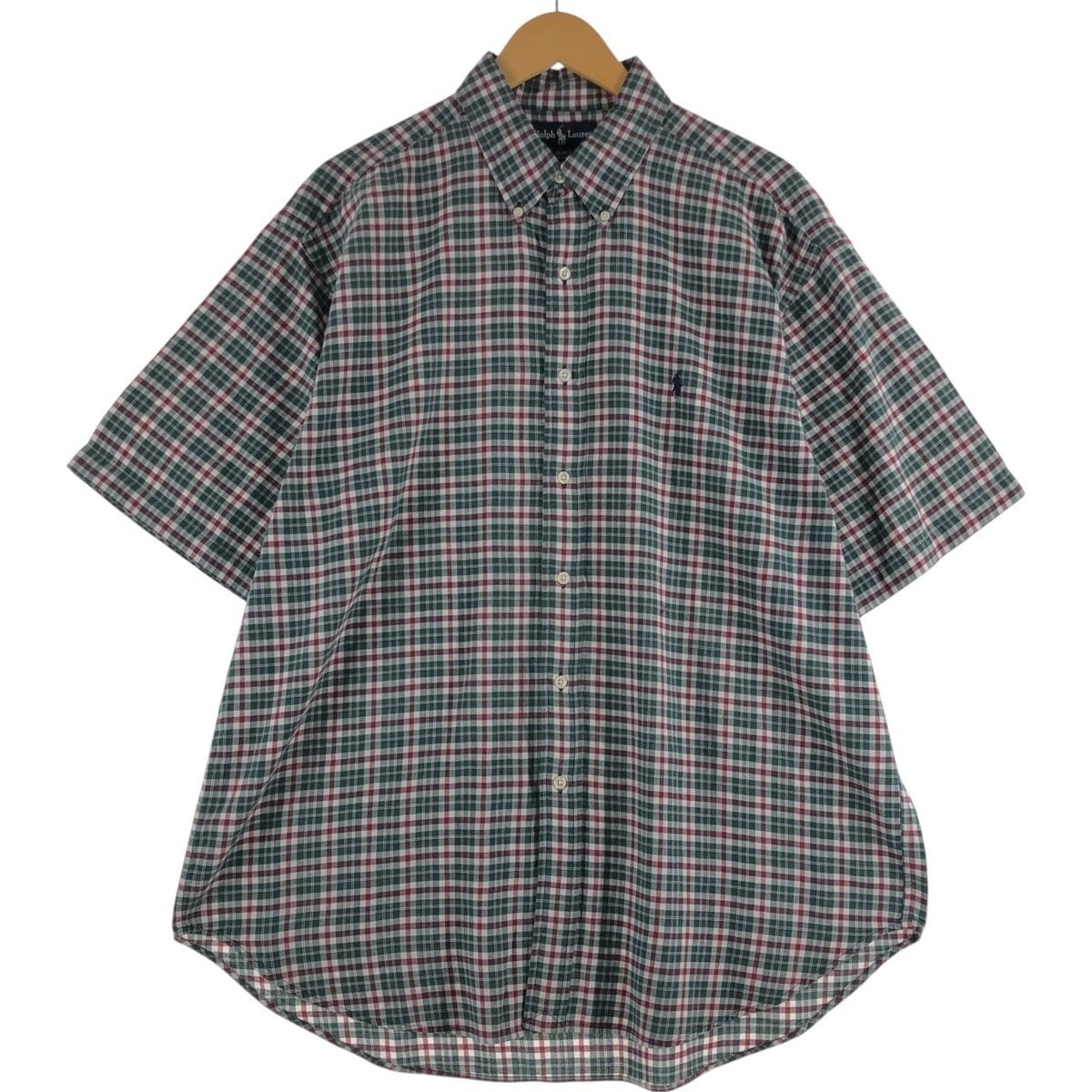 古着 ラルフローレン Ralph Lauren BLAKE 半袖 ボタンダウン チェックシャツ メンズXL相当/eaa560453