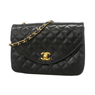 【6ib2832】シャネル ショルダーバッグ マトラッセ チェーンショルダー ラムスキン ブラック ゴールド金具【中古】レディース