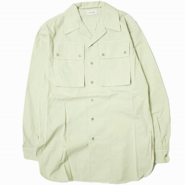 新品 LEMAIRE ルメール 22SS MILITARY SHIRT オープンカラー ミリタリーシャツ M221 SH190 LF699 46 OVERCAST GREY 長袖 開襟 コットンギャバジン トップス g12291