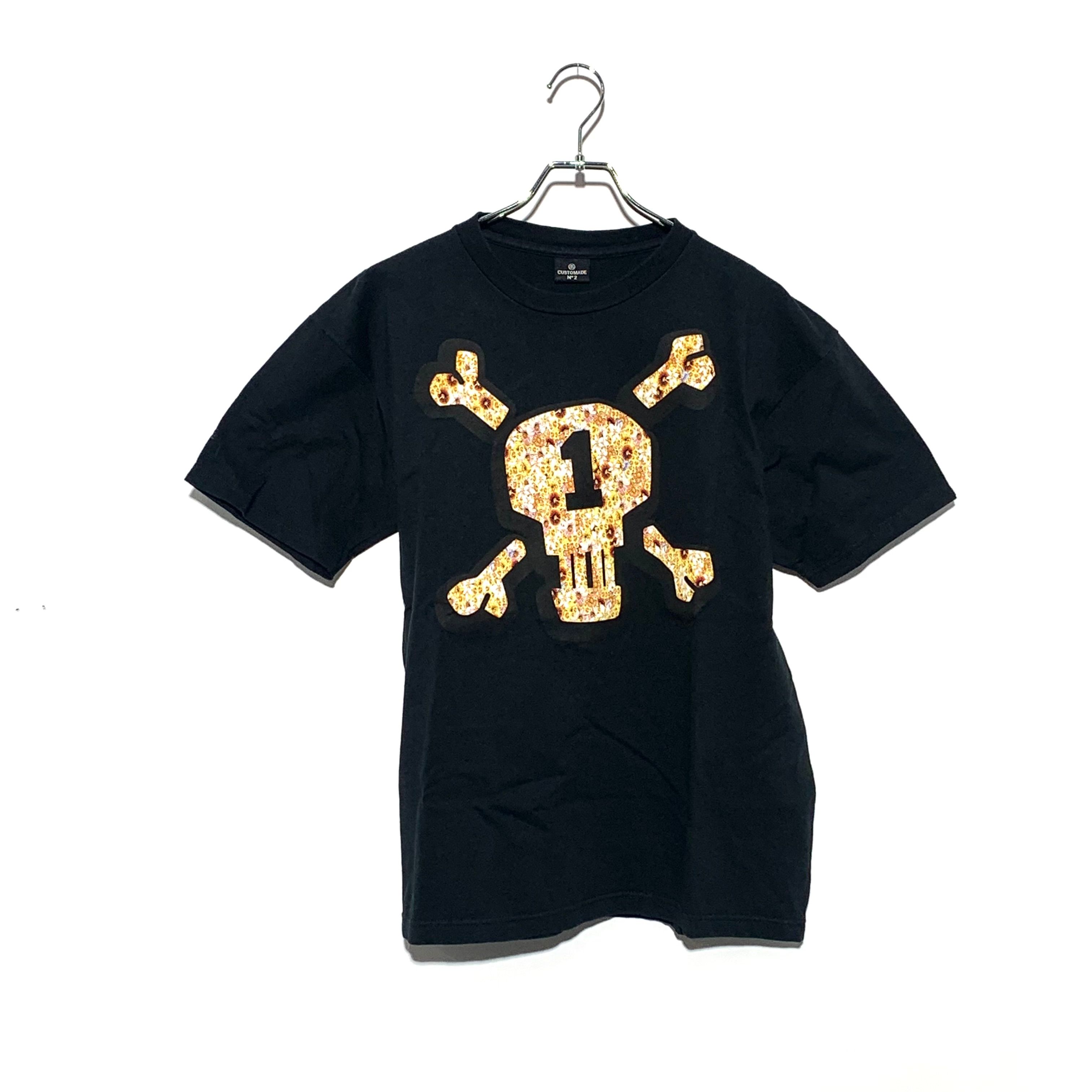 STUSSY CUSTOMADE FLOWER SKULL TEE Black