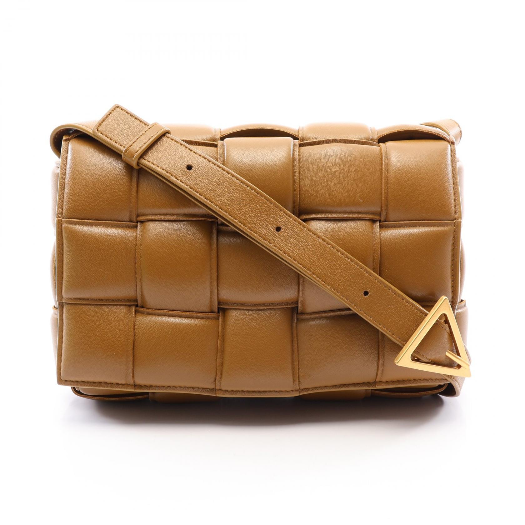 ボッテガヴェネタ BOTTEGA VENETA パデット カセット イントレチャート ショルダーバッグ バッグ レザー レディース ブラウン系 【中古】