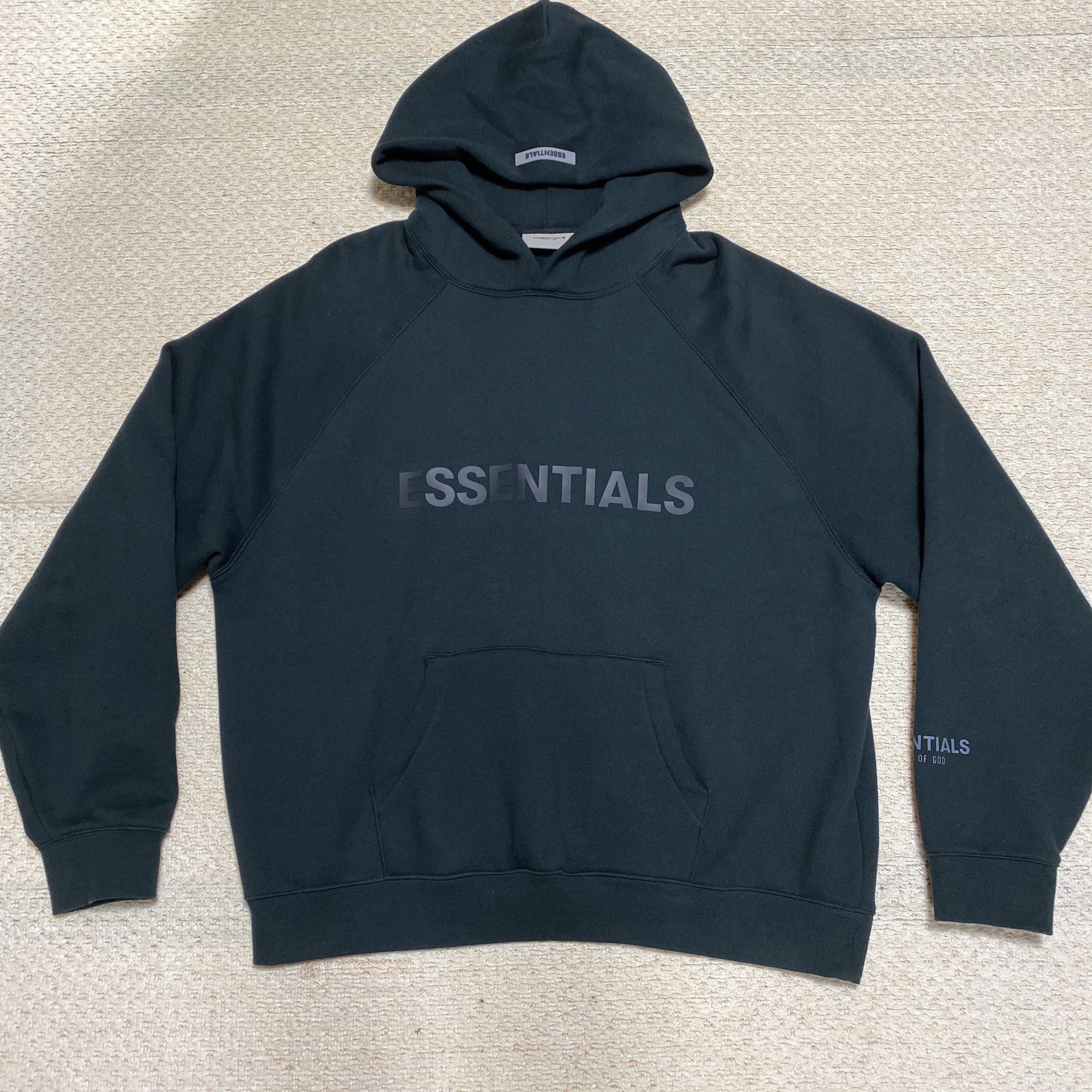 FEAR OF GOD ESSENTIALS 3D Silicon Applique Pullover Hoodie "Black"