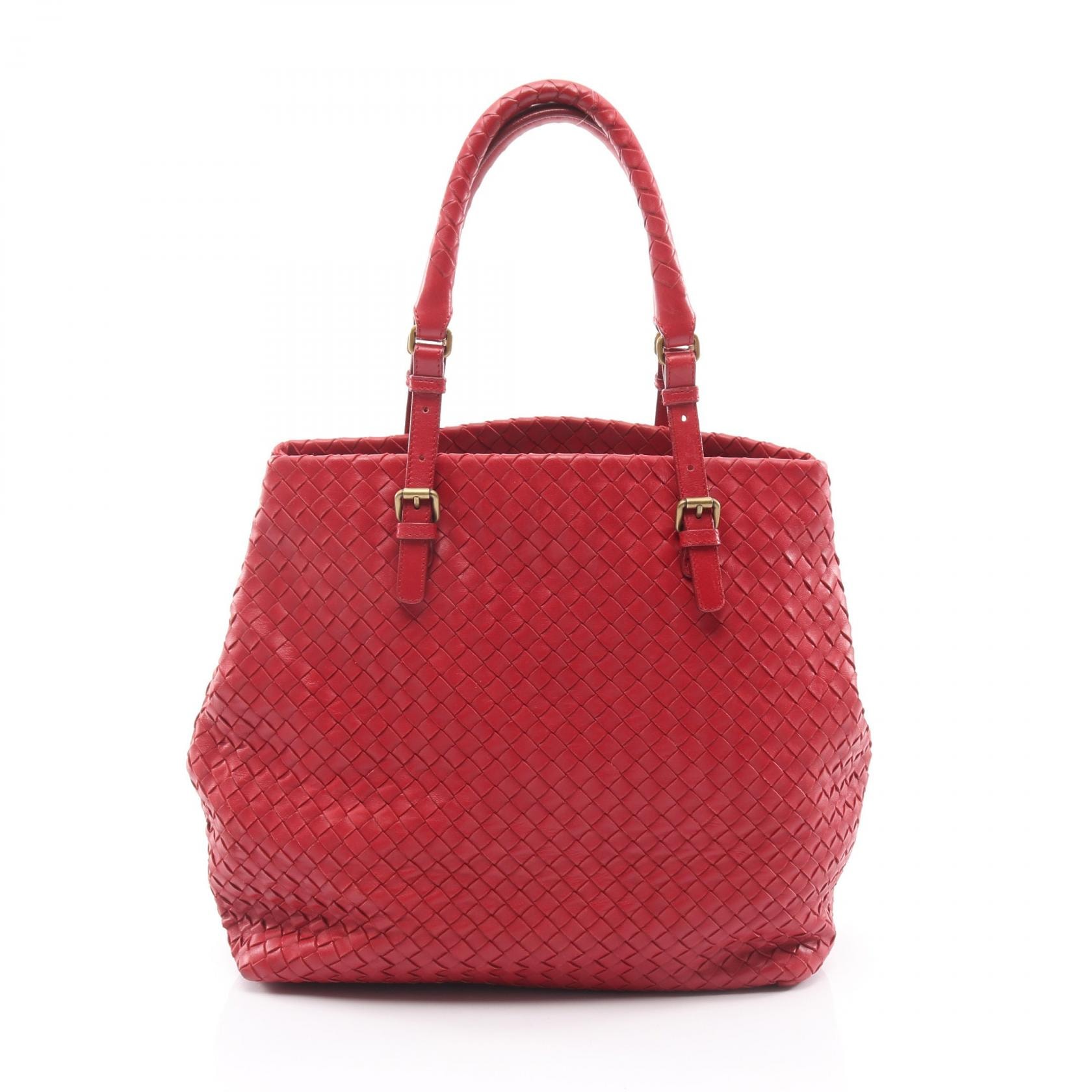 ボッテガヴェネタ BOTTEGA VENETA イントレチャート トートバッグ バッグ レザー レディース レッド系 179635 【中古】