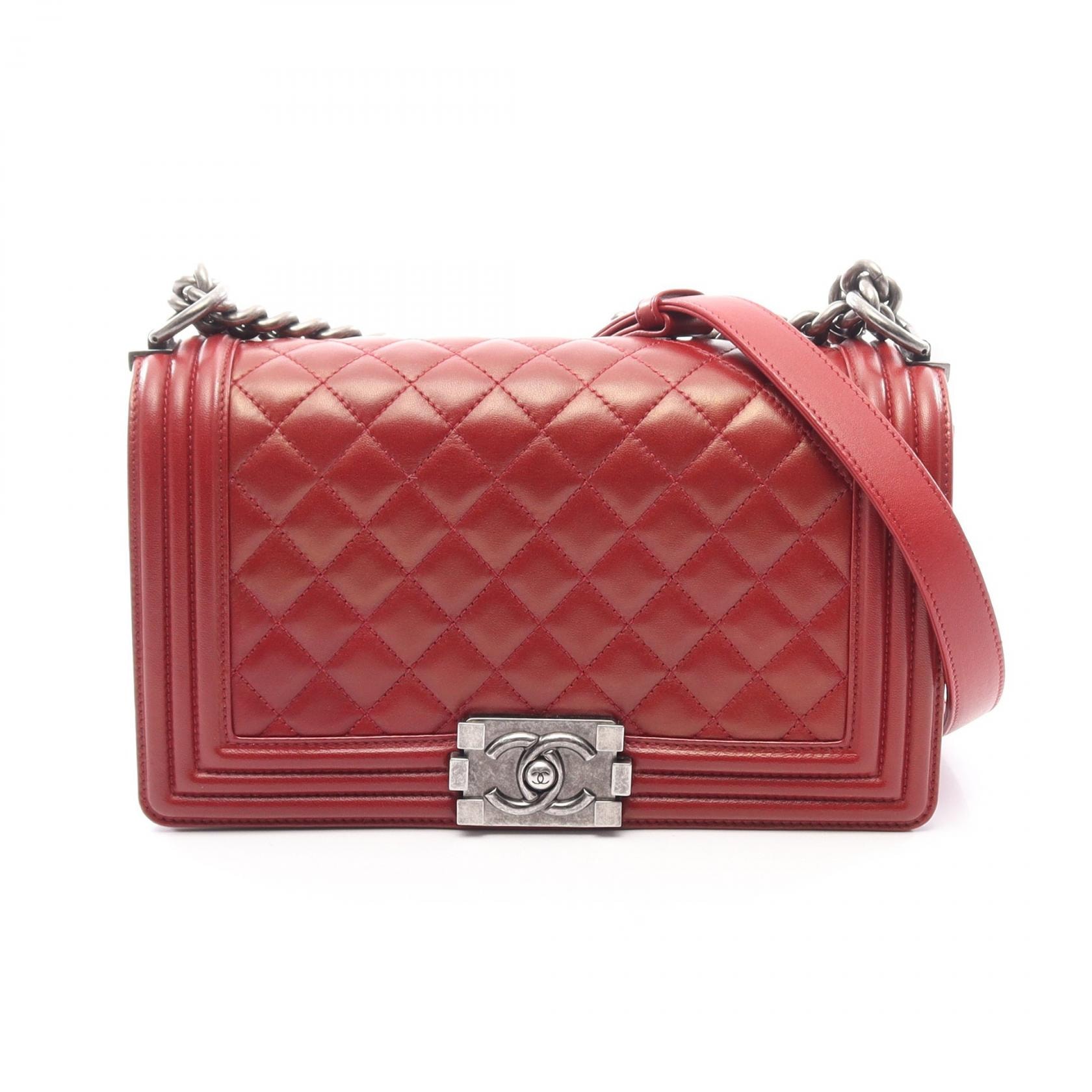 シャネル CHANEL ボーイシャネル ショルダーバッグ バッグ ラムスキン(羊革) レディース ボルドー系 【中古】