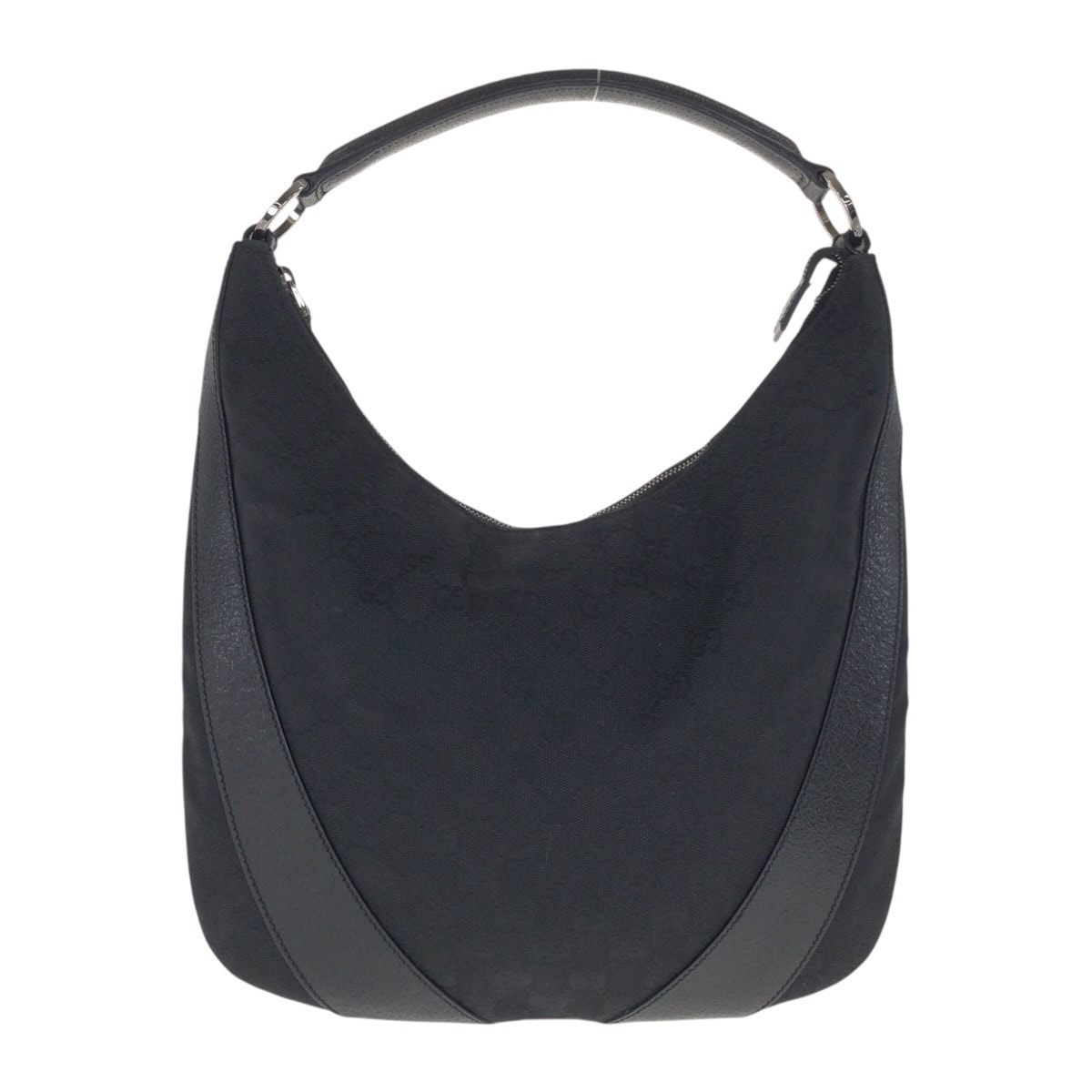 美品 GUCCI グッチ ホーボー ブラック 黒 シルバー金具 GGキャンバス レザー/ ショルダーバッグ ハンドバッグ 506052 【中古】