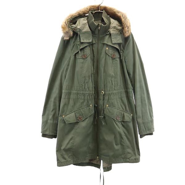 ARMANI EXCHANGE アルマーニエクスチェンジ ミリタリー フェイクファー モッズコート L カーキ系