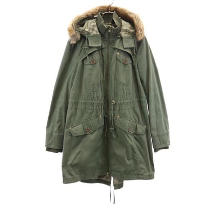 ARMANI EXCHANGE アルマーニエクスチェンジ ミリタリー フェイクファー モッズコート L カーキ系