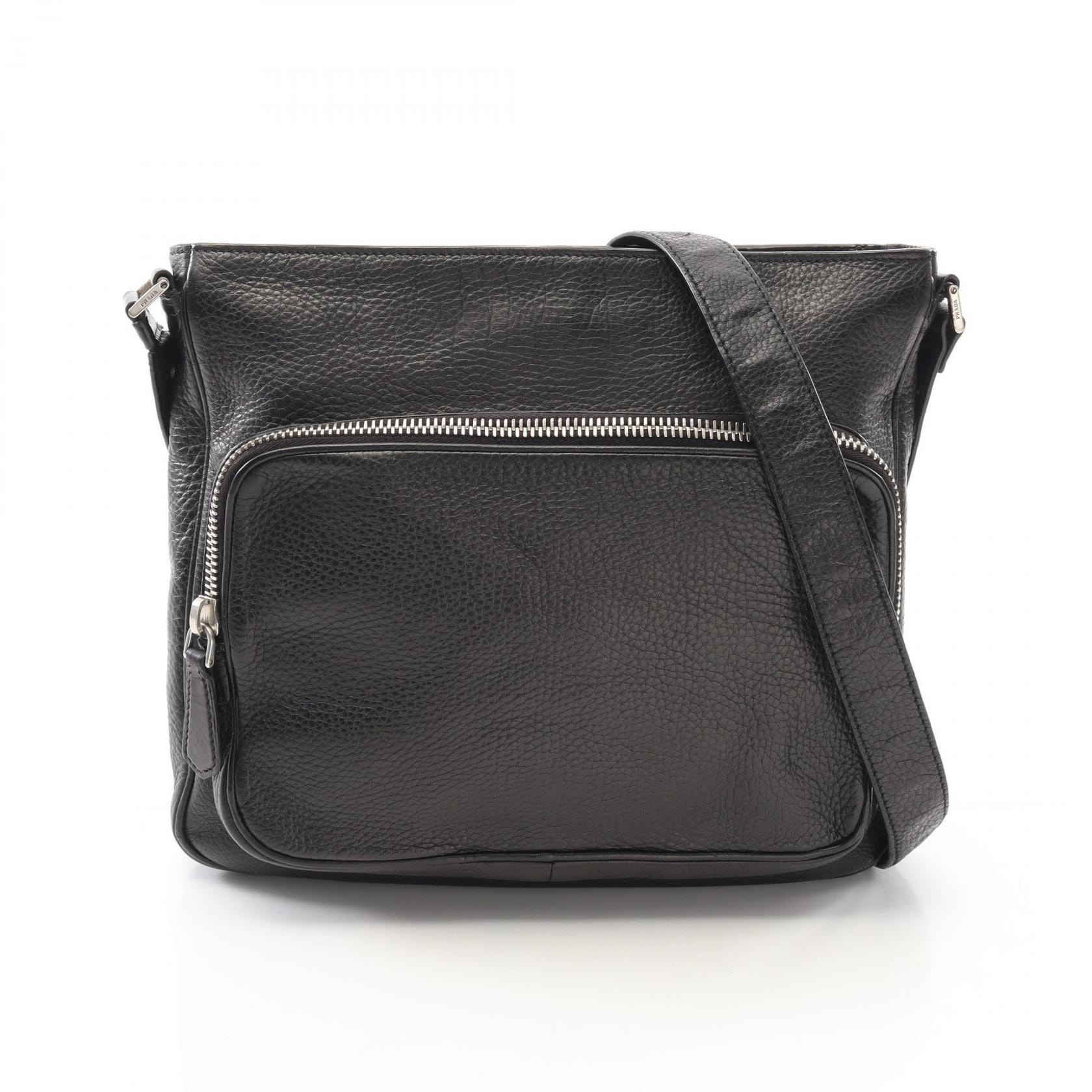 プラダ PRADA ショルダーバッグ バッグ レザー メンズ レディース ブラック系 【中古】