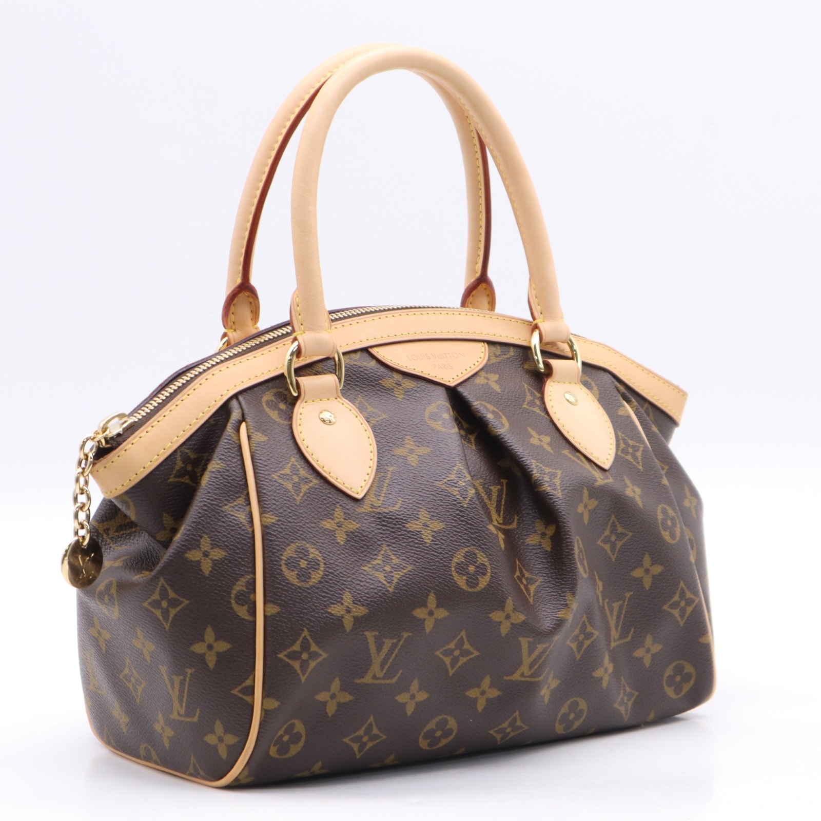 美品 LOUIS VUITTON ルイ・ヴィトン モノグラム ティヴォリPM M40143 ハンドバッグ ブラウン ベージュ コーティングキャンバス レザー レディース