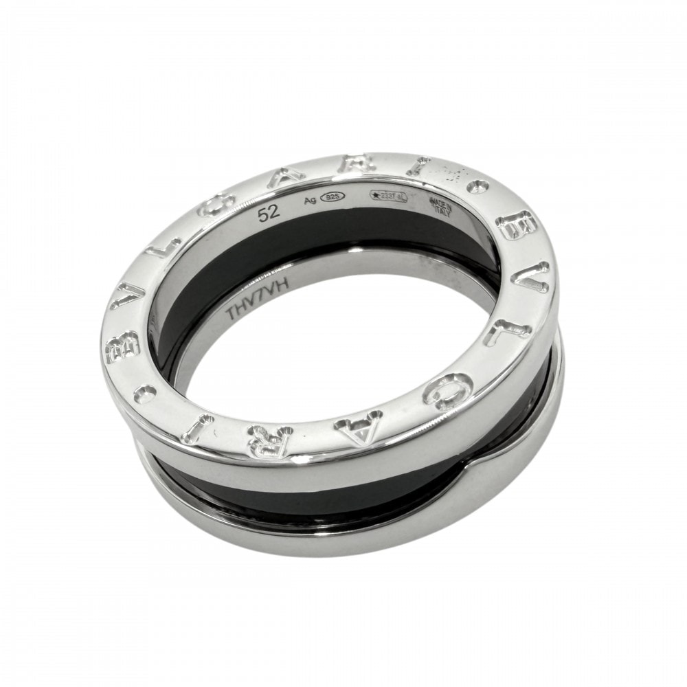BVLGARI ブルガリ 指輪 ビーゼロワン セーブ・ザ・チルドレン B-ZERO1 リング 1バンド 52サイズ ジュエリー アクセサリー シルバー925 セラミック 約11号 ブラック 黒 レディース 約6.2g【中古品】