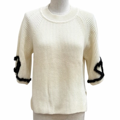 極美品 フェンディ 半袖ニット アイボリー レディース 42 FZY681