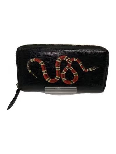 GUCCI Kingsnake Print Zip Around Wallet "Black"