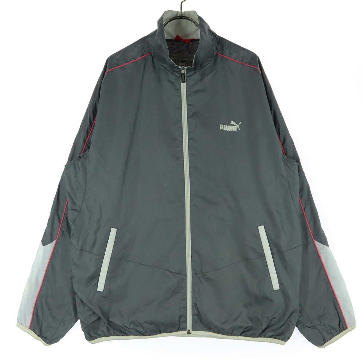 PUMA プーマ ロゴ刺繍 長袖 ウインドブレーカー O グレー