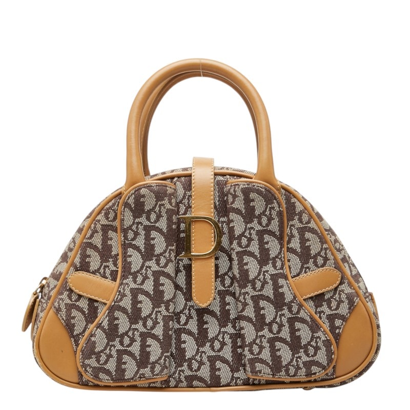 ディオール トロッター ダブルサドル ハンドバッグ ベージュ キャンバス レザー レディース Dior 中古