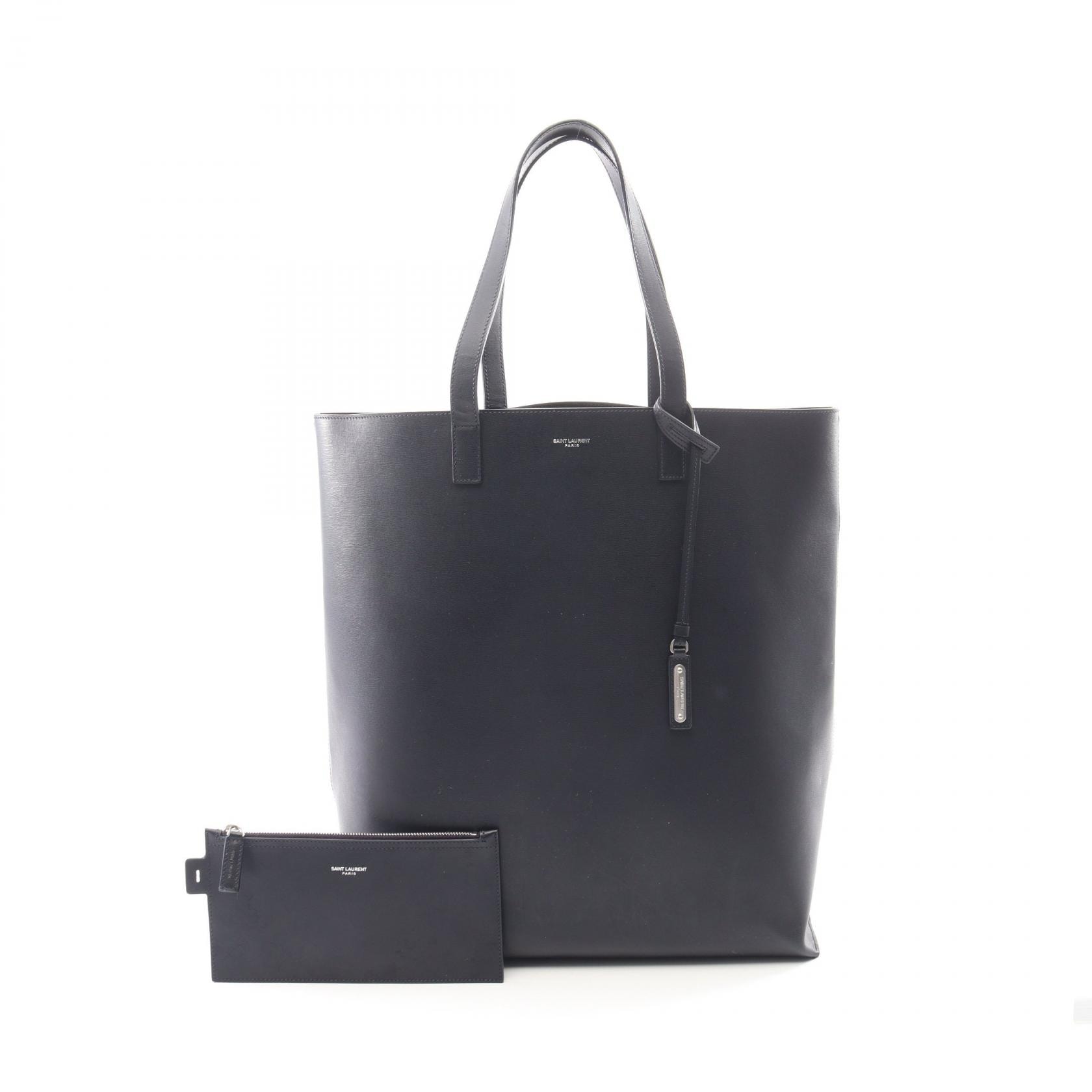 サンローランパリ SAINT LAURENT PARIS ショッピング トートバッグ バッグ レザー メンズ レディース ネイビー系 【中古】