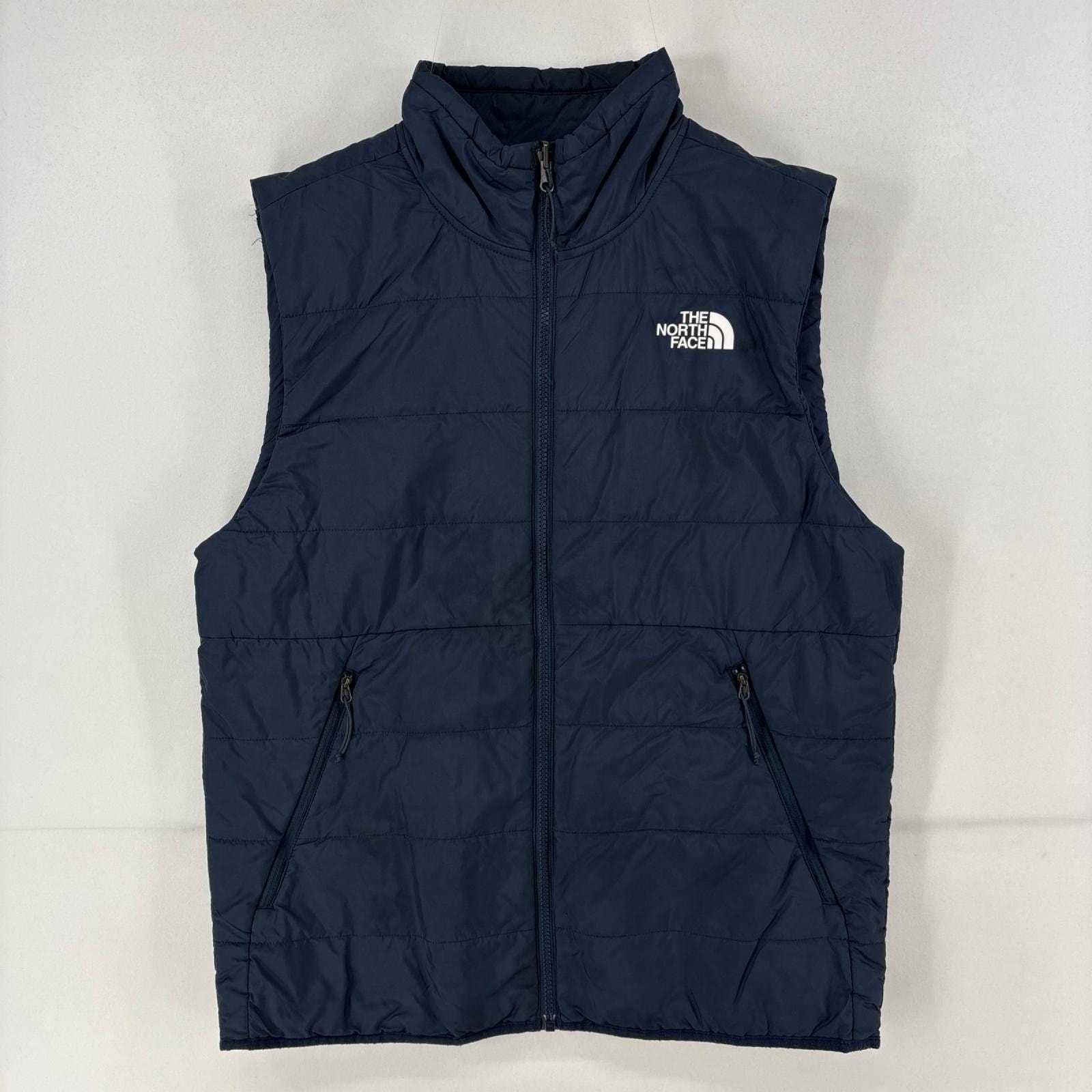 古着 ザ・ノースフェイス THE NORTH FACE ベスト 中綿 ワンポイント ロゴ M  ネイビー メンズ