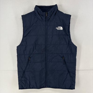 古着 ザ・ノースフェイス THE NORTH FACE ベスト 中綿 ワンポイント ロゴ M ネイビー メンズ