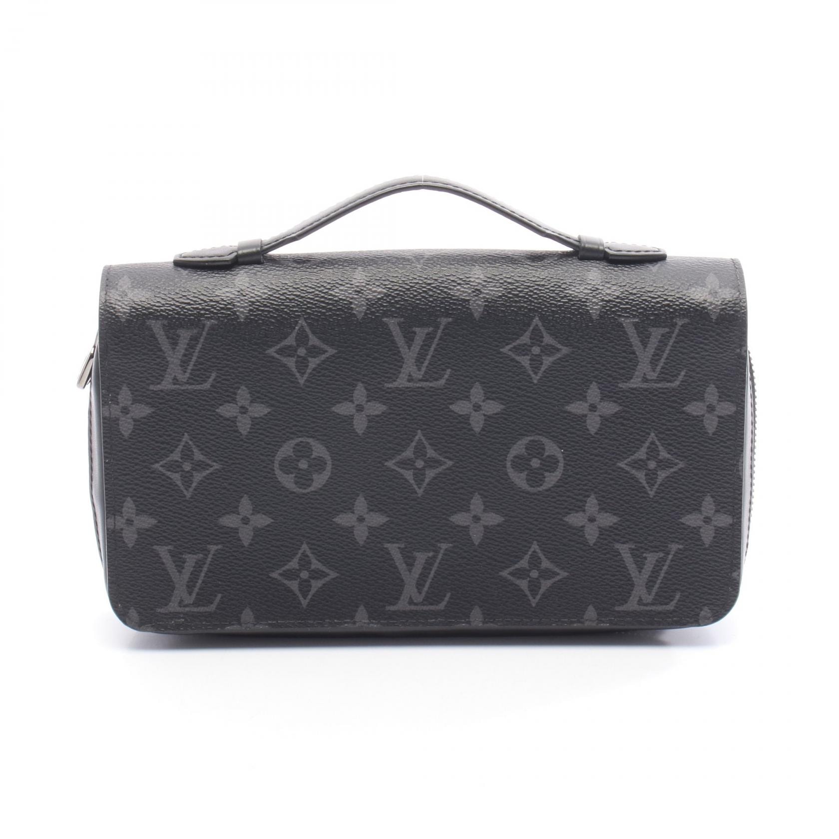 ルイ・ヴィトン LOUIS VUITTON ジッピーXL ラウンド長財布 財布 レザー PVC モノグラム・エクリプス メンズ ブラック系 M61698 【中古】