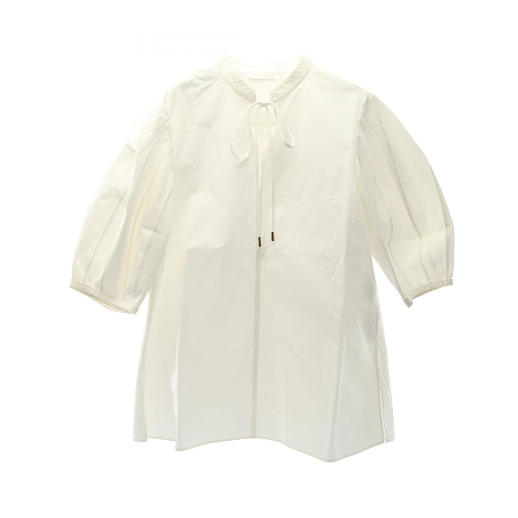 クロエ Chloe タイネック オーガニックコットンポプリン ブラウス 衣料品 トップス コットン レディース ホワイト系 CHC24SHT1814124U38 【新品】