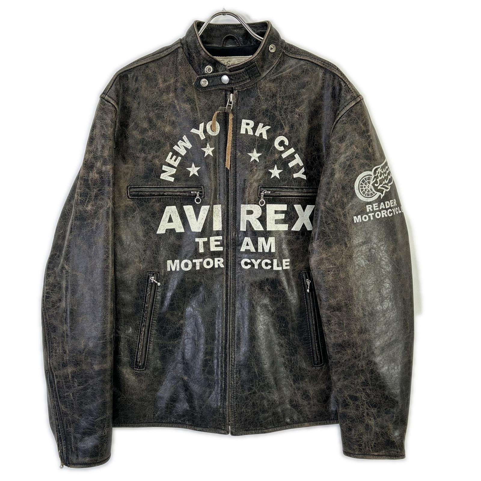 アヴィレックス 6151121 DISTRES LEATHER クラック加工 シングルライダース 2XL