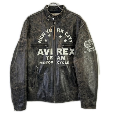 アヴィレックス 6151121 DISTRES LEATHER クラック加工 シングルライダース 2XL