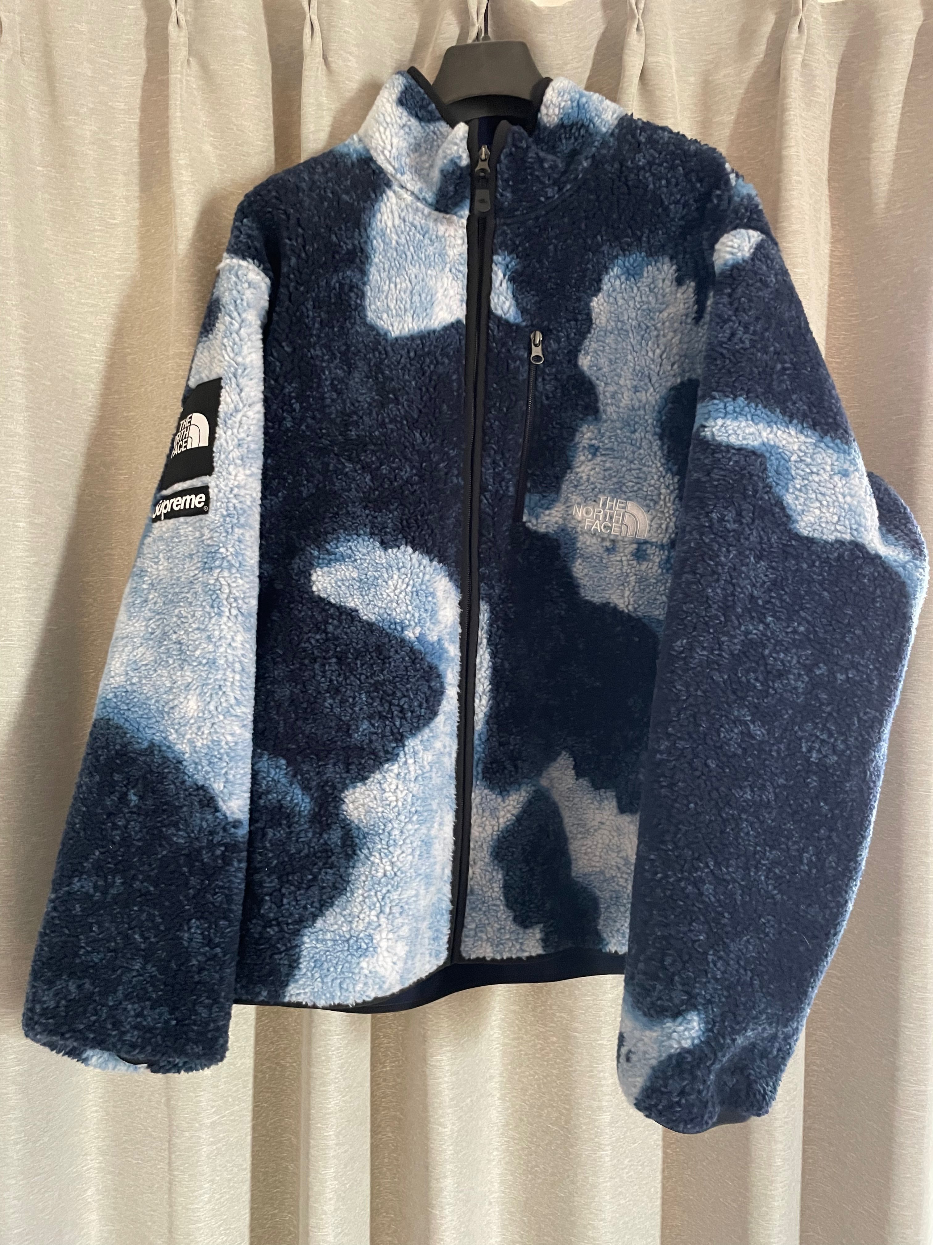 Supreme x The North Face Bleached Denim Print Fleece Jacket "Indigo"