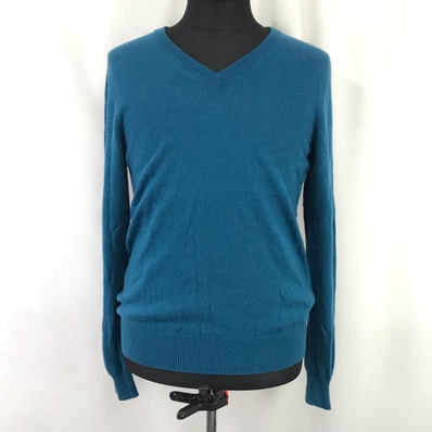 UNIQLO【ユニクロ】 カシミヤ100%/セーター【メンズM/青系/blue】長袖Tシャツ カットソー/Vネック/Tops/Shirt◆BJ050-g