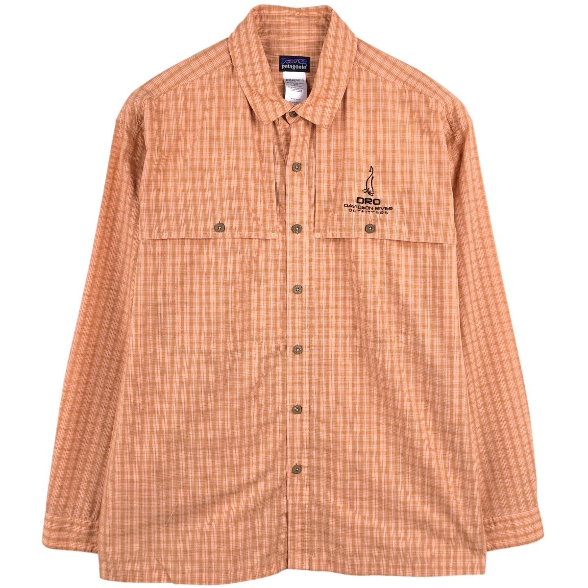 古着 00年代 パタゴニア Patagonia 52178S9 ロングスリーブ アイランド ホッパー シャツ DRO アドバタイジング チェック柄 長袖 ポリコットンシャツ メンズL相当/eaa663026