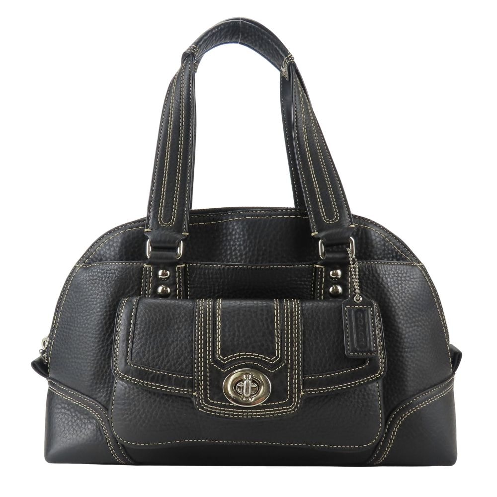 【中古】 コーチ ハンドバッグ F13963 レザー ブラック シンプル カジュアル ミニボストン レディース 女性 COACH