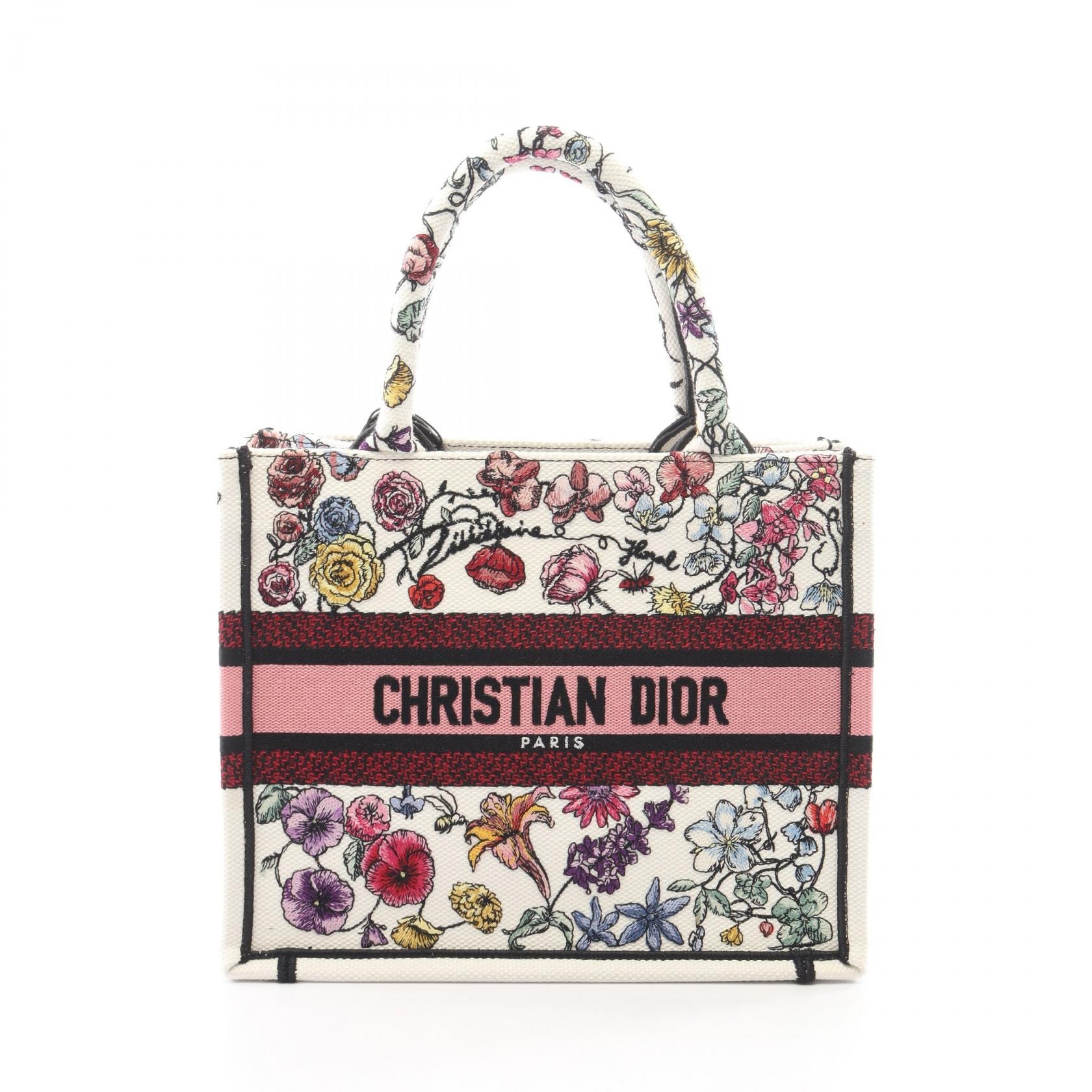ディオール Dior BOOK TOTE ブックトート スモール フロリレージョ トートバッグ バッグ キャンバス レディース ホワイト系 / マルチカラー M1265ZEMF 【中古】