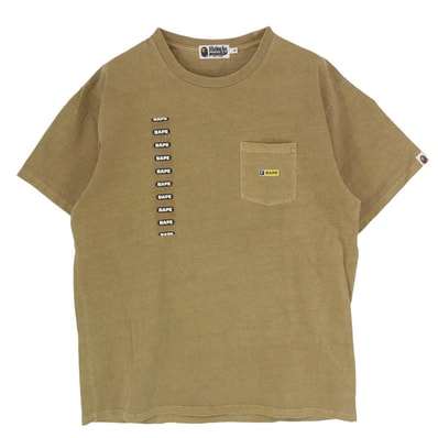 A BATHING APE アベイシングエイプ Tシャツ BAPE ロゴプリント ポケット 半袖 Tシャツ カットソー ブラウン系 M【中古】