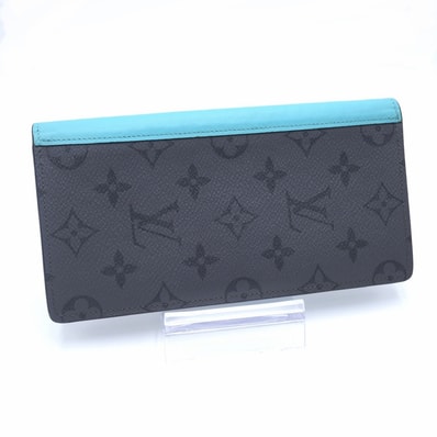 LOUIS VUITTON(ルイ・ヴィトン)ポルトフォイユ・ブラザ NM 長財布 モノグラム・エクリプス ブラック×ブルー メンズ RFID【中古】