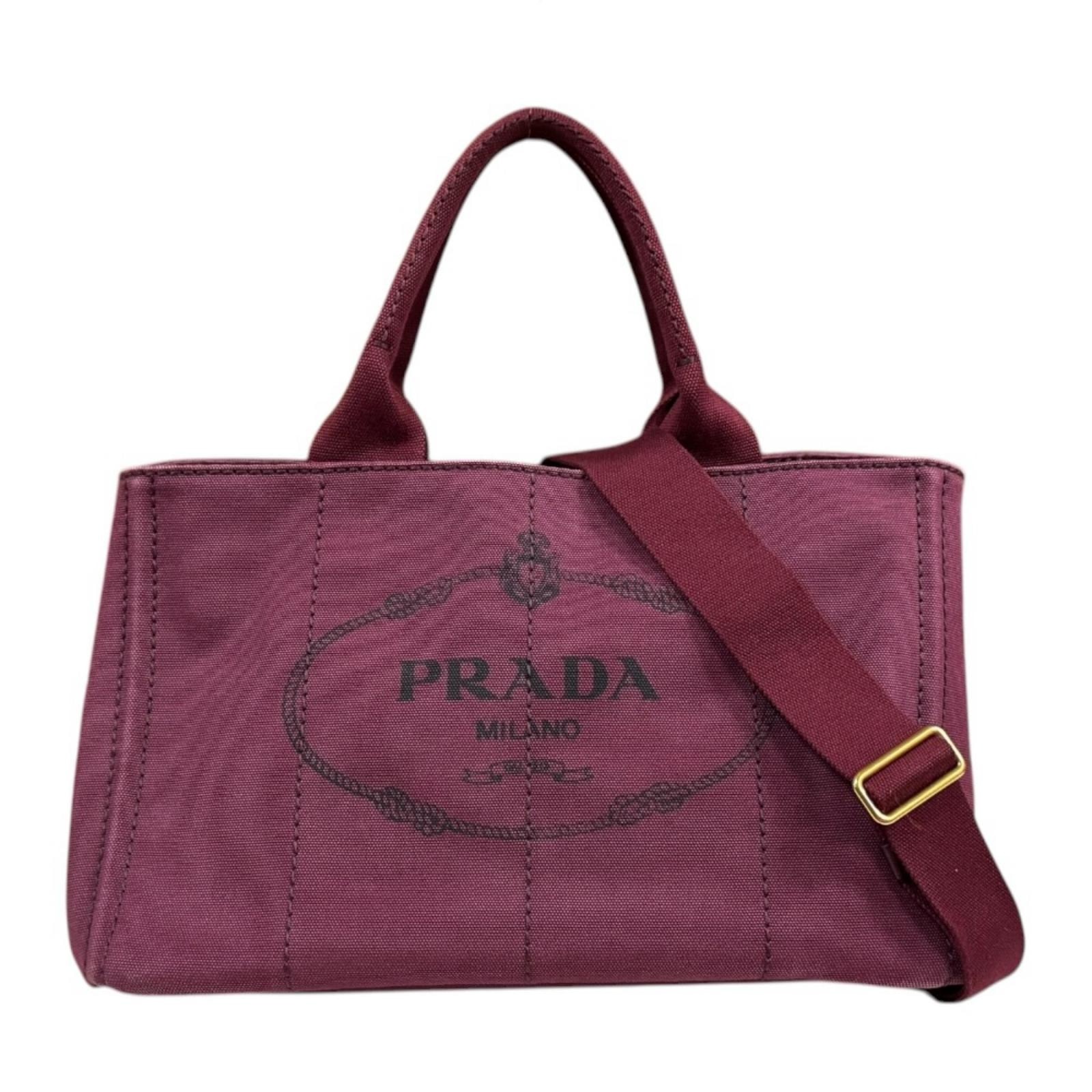 プラダ カナパトート M ショルダーバッグ キャンバス BN2642 レッド レディース PRADA 中古