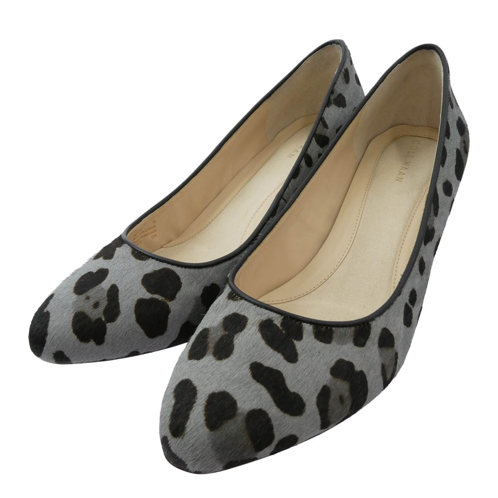 COLE HAAN コールハーン パンプス W16101 ザ ゴートゥー ウェッジ 60MM womens レオパード パンプス グレー系 7B【中古】
