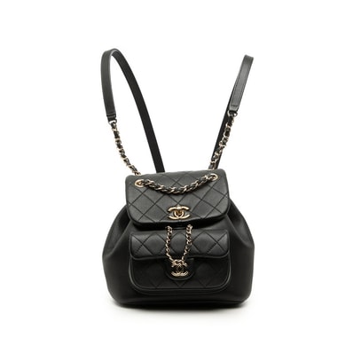 シャネル マトラッセ ココマーク スモール リュック バックパック ブラック ゴールド金具 カーフスキン レディース CHANEL 【中古】
