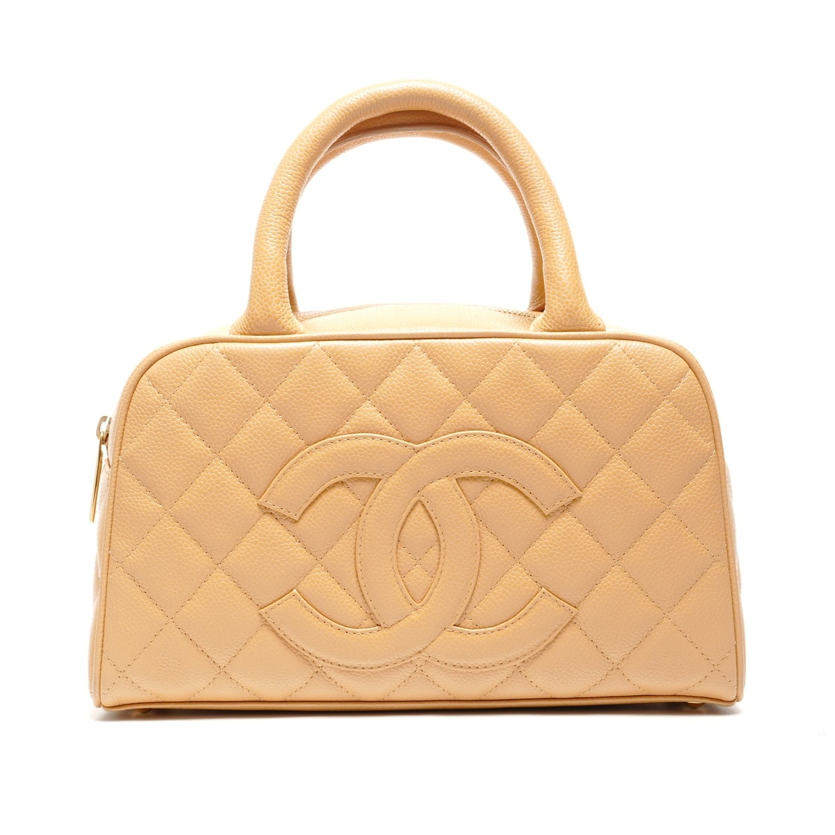 シャネル CHANEL 8番台 ココマーク キャビアスキン 2003-2004 ミニボストン ハンドバッグ【中古】