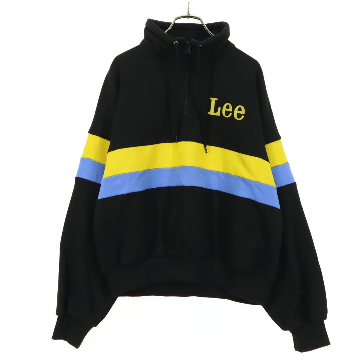 Lee リー ブランドロゴ 長袖 ハーフジップ トレーナー M ブラック スウェット
