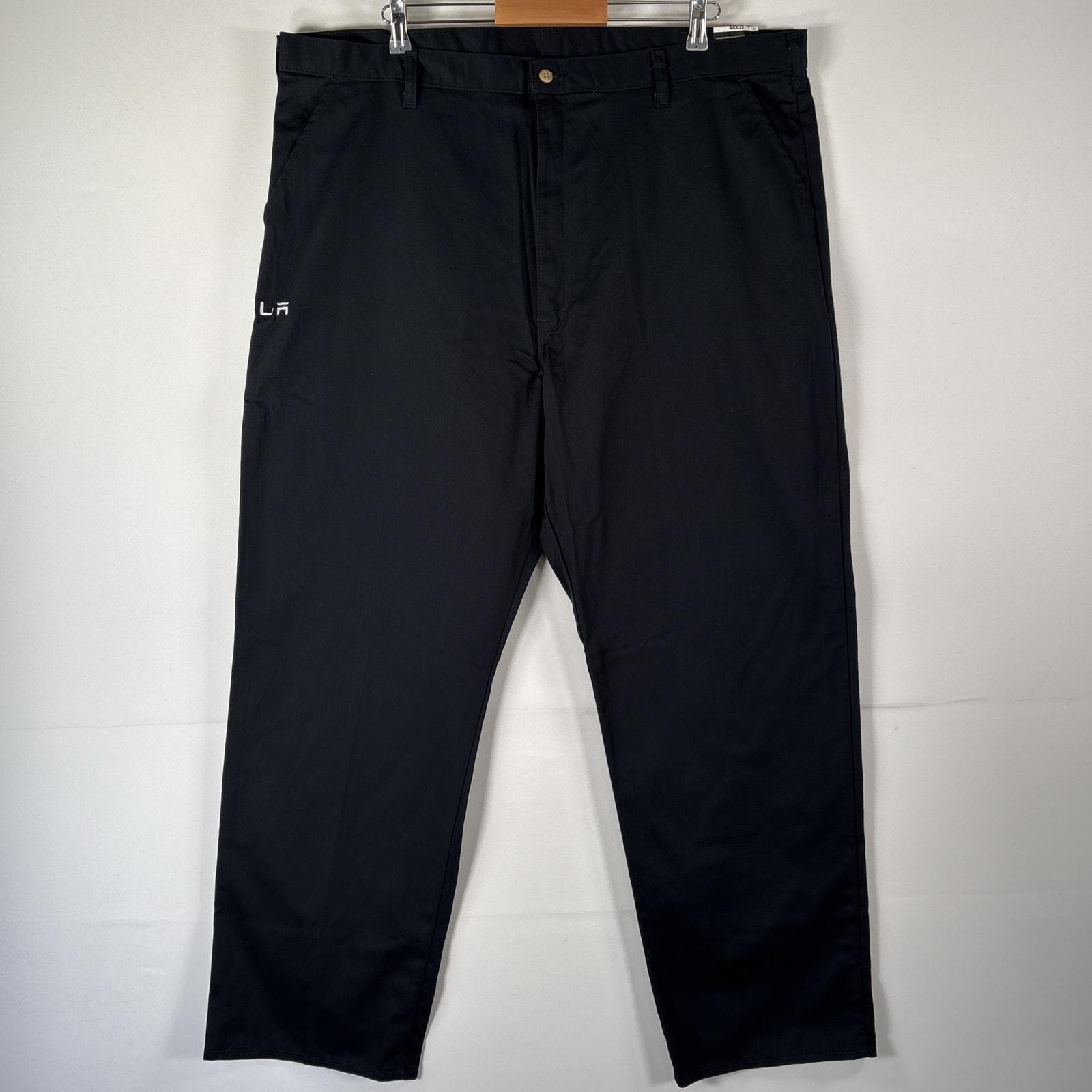 古着 ディッキーズ Dickies ワークパンツ デッドストック タグ付 大きいサイズ 企業ロゴ刺繍 長ズボン w44 L32  ブラック メンズ