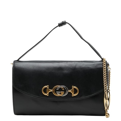 グッチ ズゥミ チェーン ショルダーバッグ ハンドバッグ 572375 ブラック レザー レディース GUCCI 【中古】