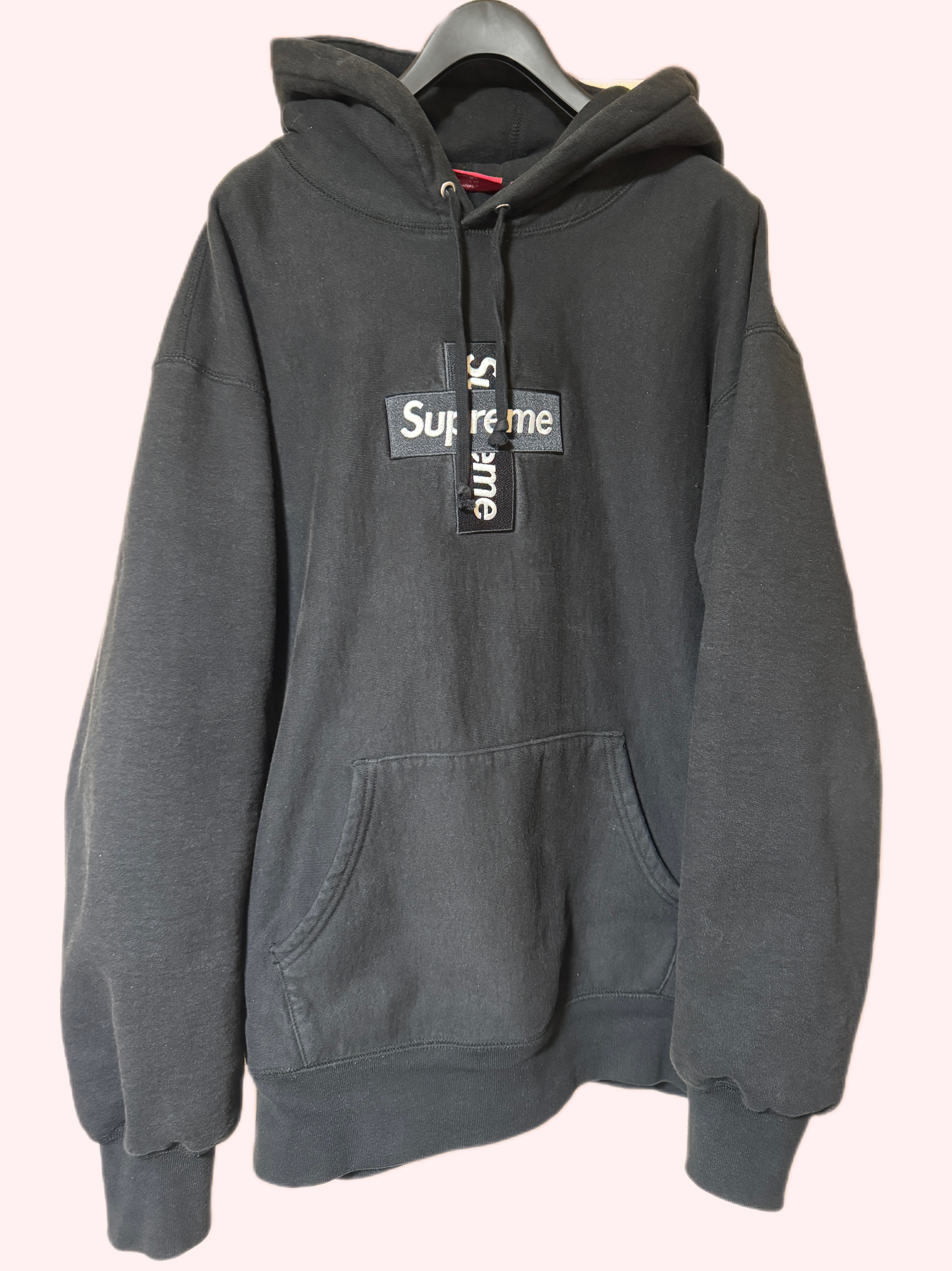Supreme Cross Box Logo Hooded Sweatshirt "Black"